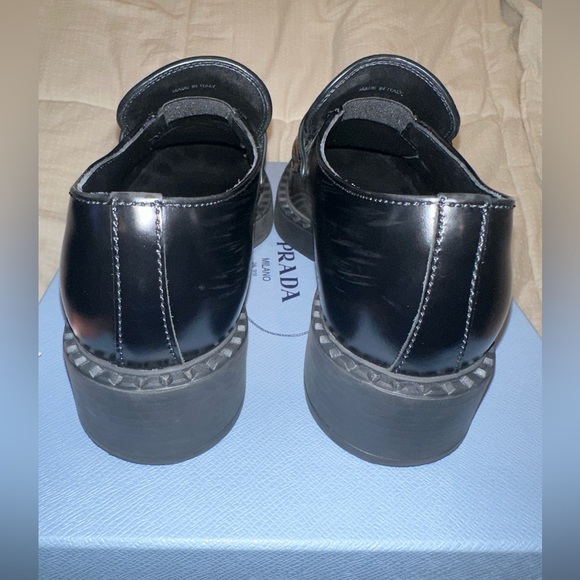 Prada Chocolate Loafers in Black - size 37.5 - Picture 4 of 14